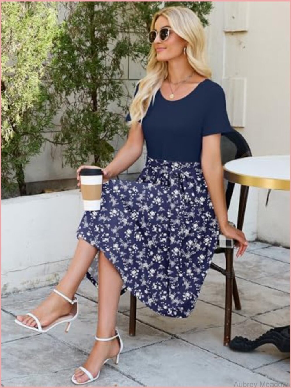 Casual Short Sleeve Midi Dress Crewneck A Line Tiered Flowy Loose Travel Long - Picture 3 of 5